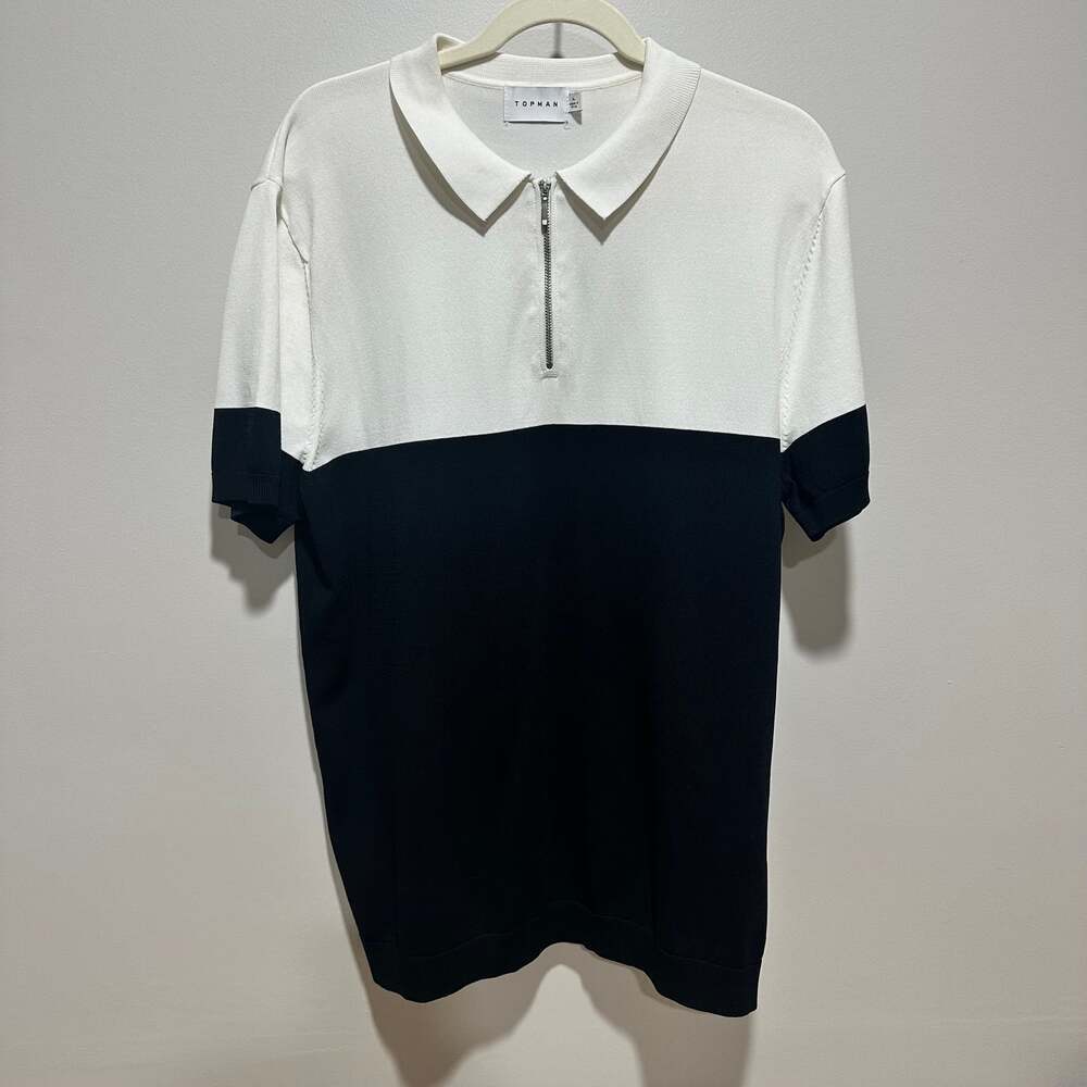 Topman Colorblock Knitted Polo Sweater in Navy Multi